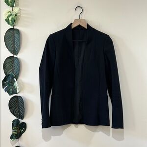 Theory Black Collarless Blazer Size‎ 2 Open Front Jacket Kacela Checklist